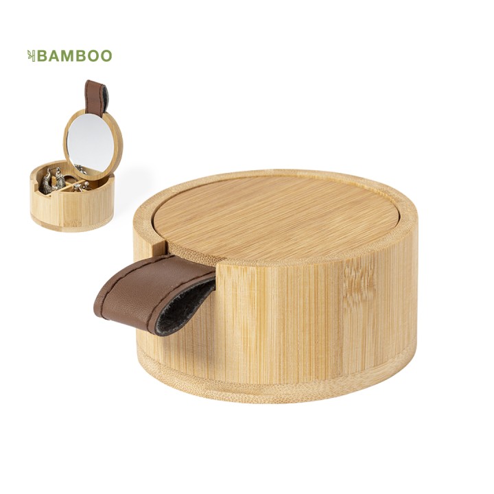 Joyero de Bambú Eco con Espejo 6cm personalizado | Detalle de boda | X