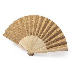 Abanico de Corcho con Varillas de Madera personalizado | Detalle de bo
