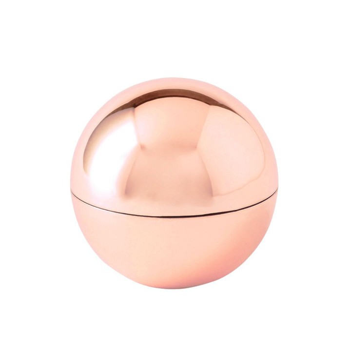 Balsamo labial de vainilla en esfera metalizada personalizado | Detall