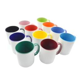 Taza Blanca Interior y Asa de Color personalizada por sublimación | Xu