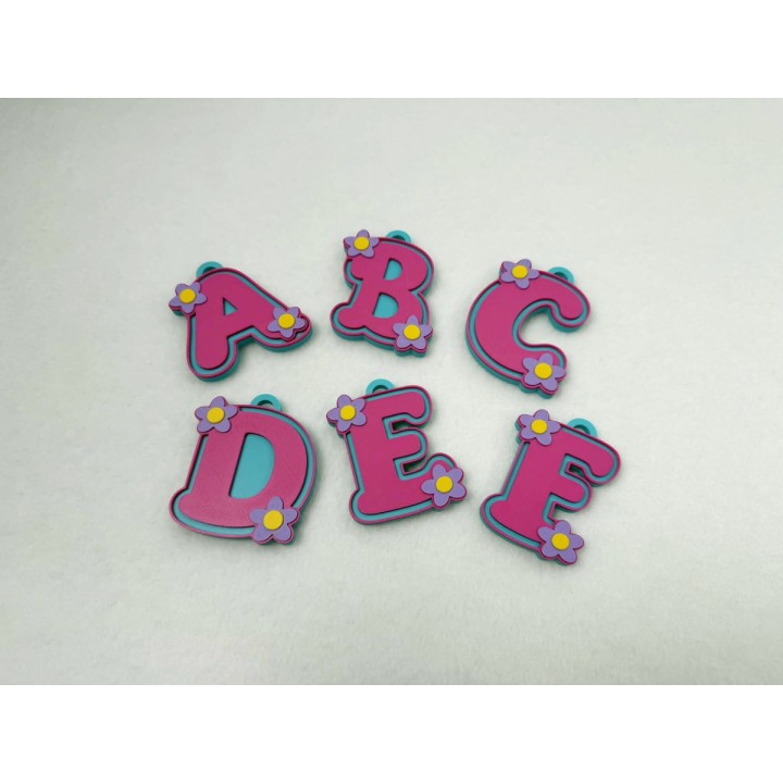 Floral Letter Keychains/Necklace Charm | Letras 3D personalizadas | Xuxisland Makers